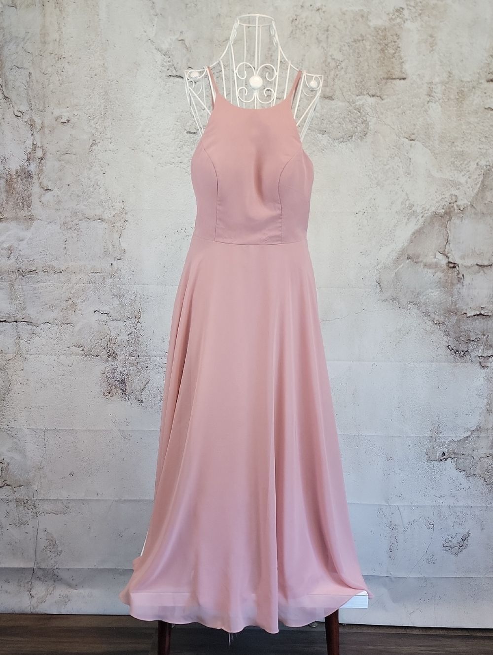 Azazie Sleeveless Blush Pink A-Line Maxi Dress Womens Size S